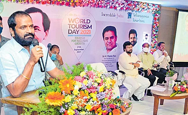 Telangana Minister Srinivas Goud Attend World Tourism Day Programme - Sakshi