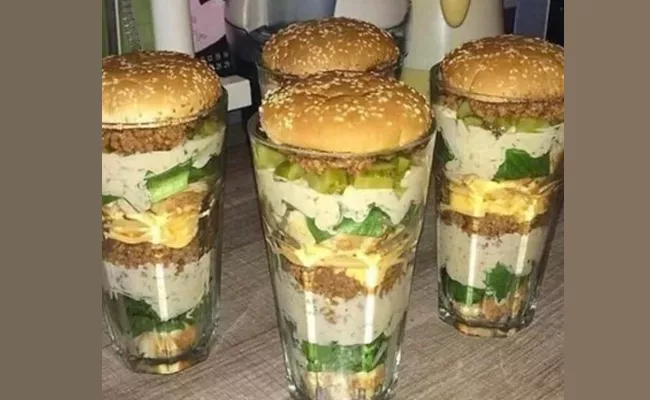 Pic Shows Burger Served In A Glass Reddit Wonders How To Eat It - Sakshi