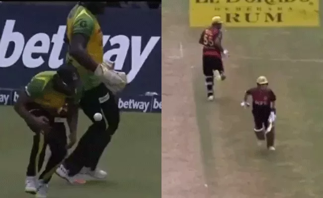 CPL 2021: Watch Comical Fielding Helps Batsmen Get 4 Runs Hillarious - Sakshi