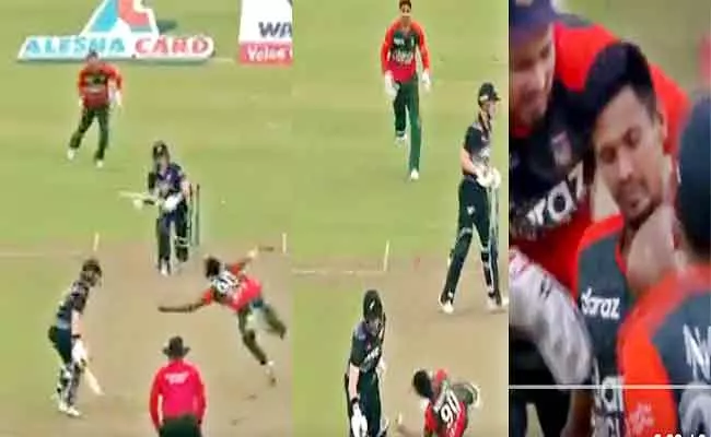 BAN Vs NZ: Mustafizur Rahaman Stunning Catch Dismiss Cole McConchie - Sakshi