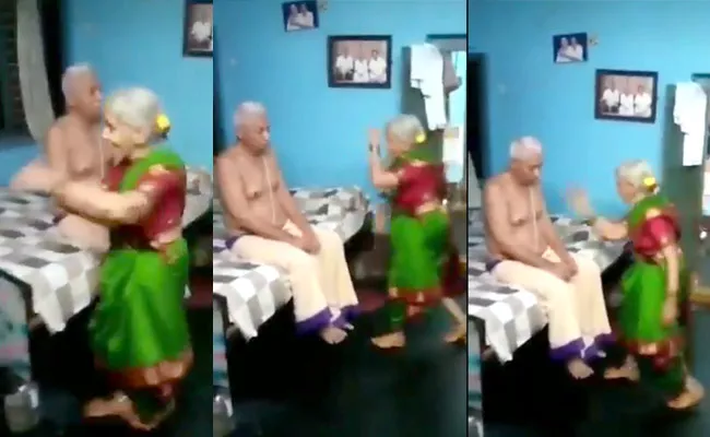 Old Lady Dancing Infront Of Husband Bullet Bandi Song Goes Viral - Sakshi