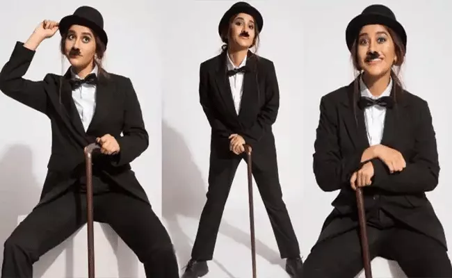 Ismart Beauty Nabha Natesh Turns As Charlie Chaplin - Sakshi