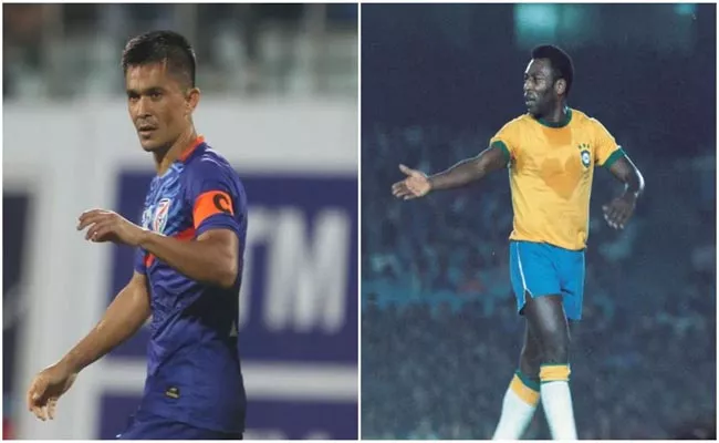 Sunil Chhetri Equals Pele International Goal Scoring Record - Sakshi