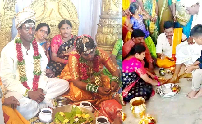 Muslim Couple Marriage As Hindu Tradition To Adopted Daughter In Banswada - Sakshi