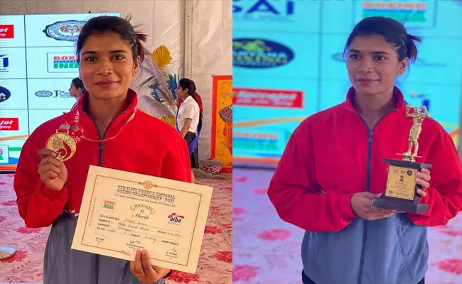 Nikhat Zareen Won Gold Medal In National Women Elite Boxing championship - Sakshi