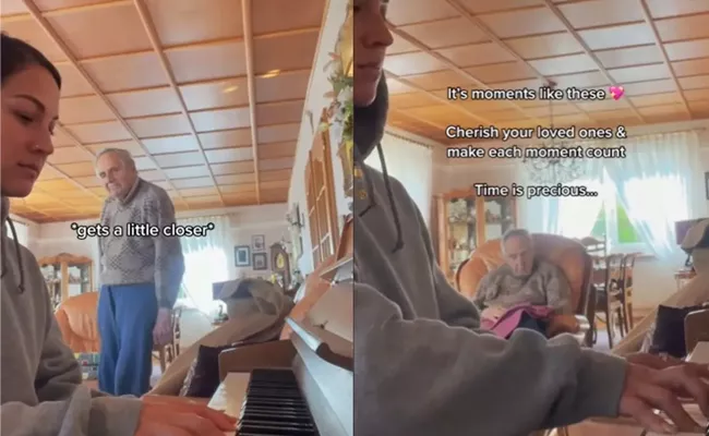 A Woman Played The Piano For Her Old Grandfather Who Has Alzheimer - Sakshi