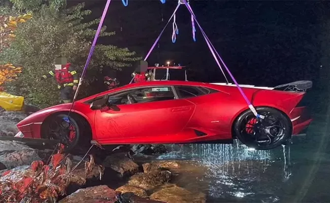 A Lamborghini Driver Confused The Brake And Accelerator Pedals And Reversed His Car Into A Lake In Austria - Sakshi