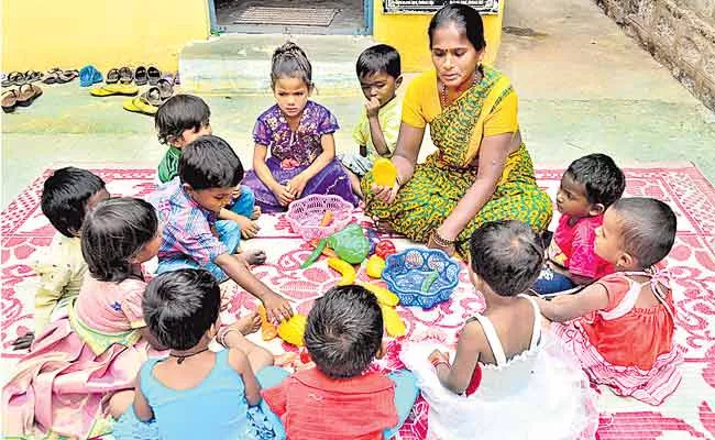 Home Language Teaching in Anganwadi Centers In Telangana - Sakshi