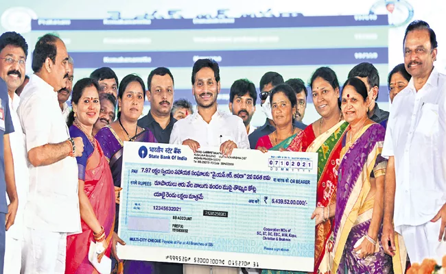 CM Jagan at inaugural function of second installment YSR Asara Scheme - Sakshi