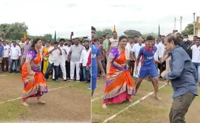 Viral Video: MLA Roja Plays Kabaddi With Her Husband Selvamani - Sakshi