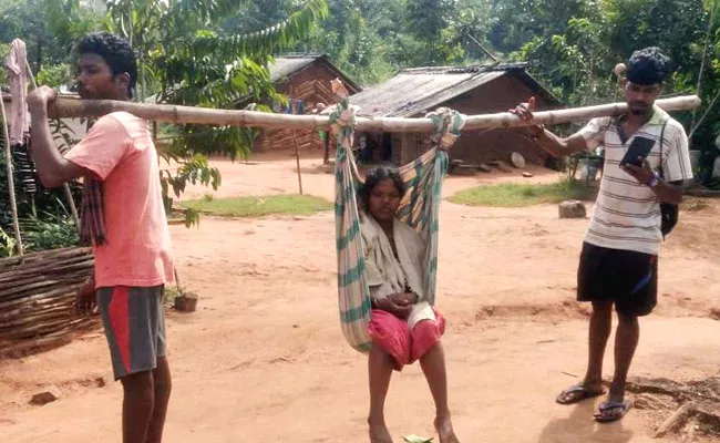 Vizianagaram Pregnant Lady Carried In A Dolly to Dabbagunte - Sakshi