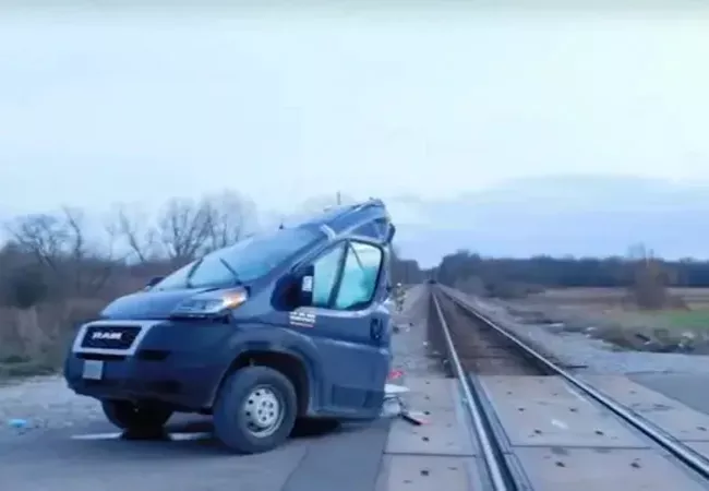 An Amazon Delivery Driver Is Grateful To Be Alive After A Train Slice His Truck In Half - Sakshi