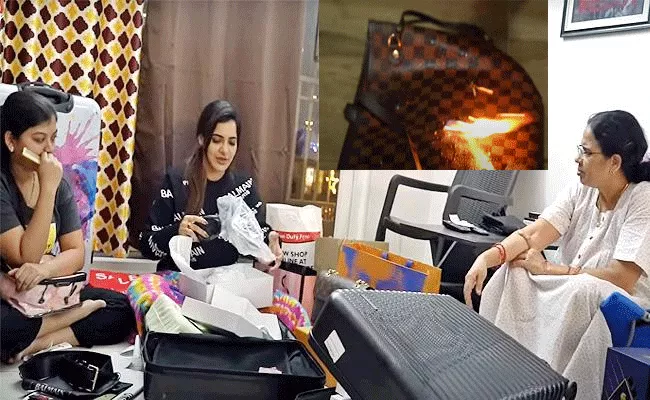 Bigg Boss Beauty Ashu Reddy Mother Burnt Her Handbag - Sakshi