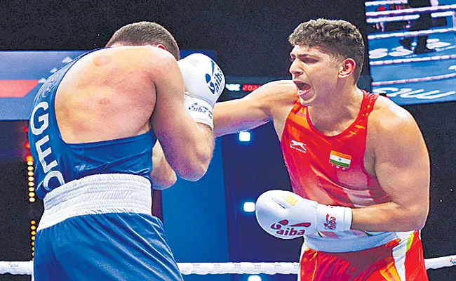 Nishant Dev, Sanjeet into quarter-finals Mens Boxing World Championships - Sakshi