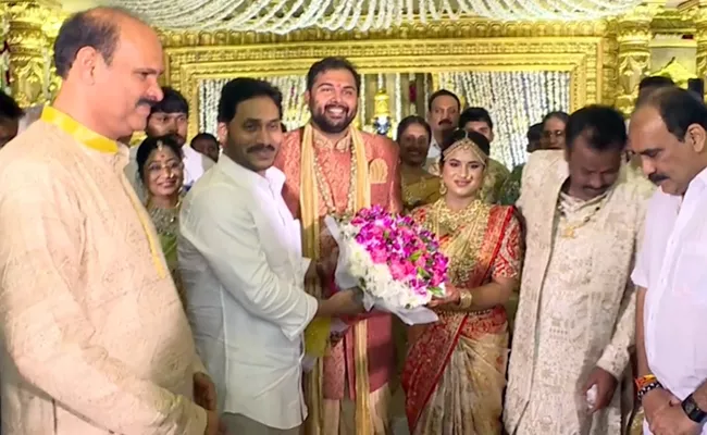 CM Jagan Attends Kolusu Parthasarathy Son Wedding At Vijayawada - Sakshi