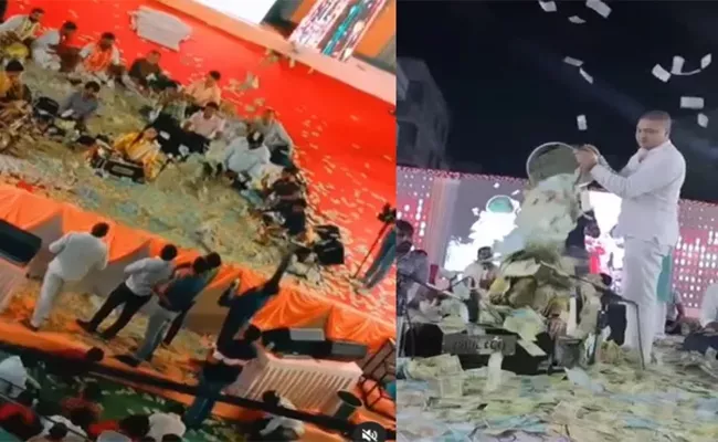 Viral Video Of Gujarati Folk Singer Urvashi Radadiya Being Showered With A Bucketful Of Cash - Sakshi