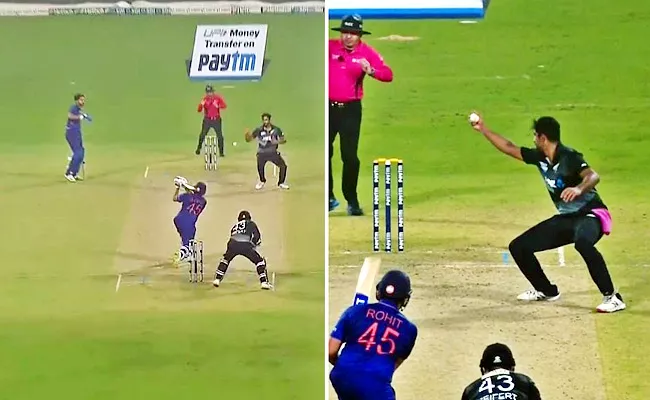 Ish Sodhi takes one handed stunner to dismiss Rohit Sharma - Sakshi