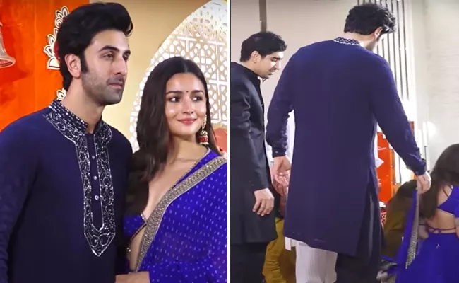 Viral Video: Ranbir Kapoor Kicks Alia Bhatts Lehenga - Sakshi