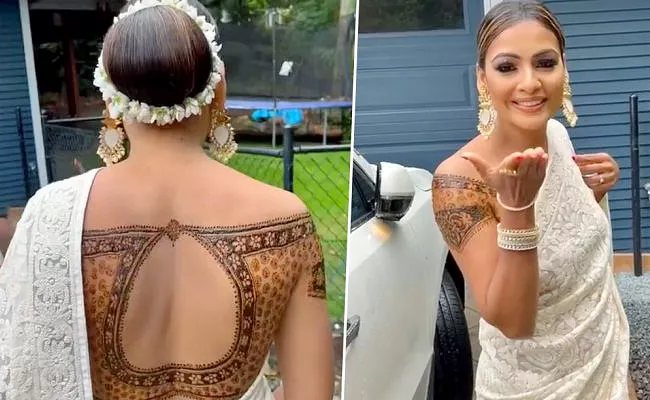 Blouse Mehndi: Women wear Henna Blouse To Attend Festivities Viral Video - Sakshi