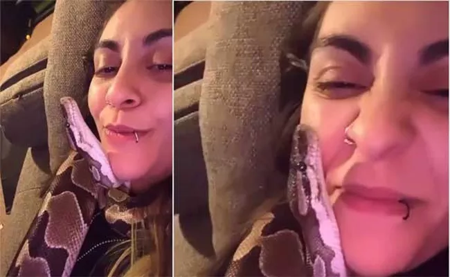 Girl Kisses Her Pet Snake Goes Viral On Social Media - Sakshi