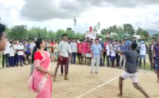 Nagiri MLA RK Roja Playing Volleyball At Chittoor - Sakshi