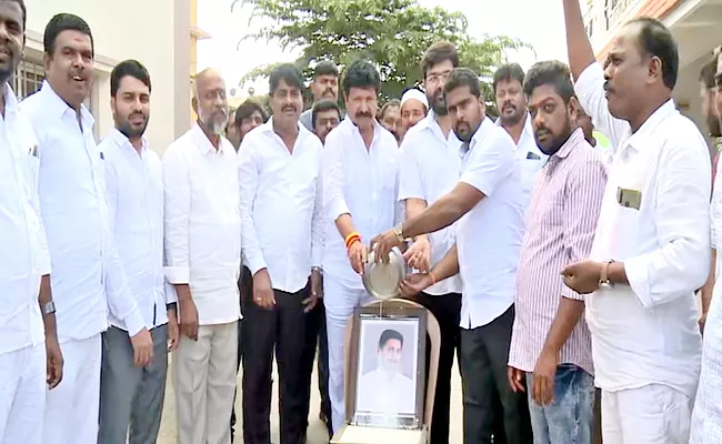 Wreaths, Cake Cutting YSR Statues Over 4th Anniversary of Praja Sankalpa Padayatra - Sakshi