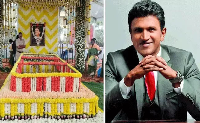 Thousands Of People Visit Puneet Rajkumar Grave At Kanteerava Stadium - Sakshi