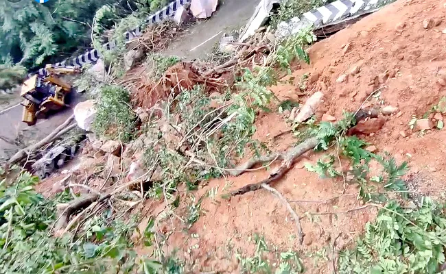 Andhra Pradesh: Landslides Bring Traffic to Halt on Tirumala Ghat Road - Sakshi