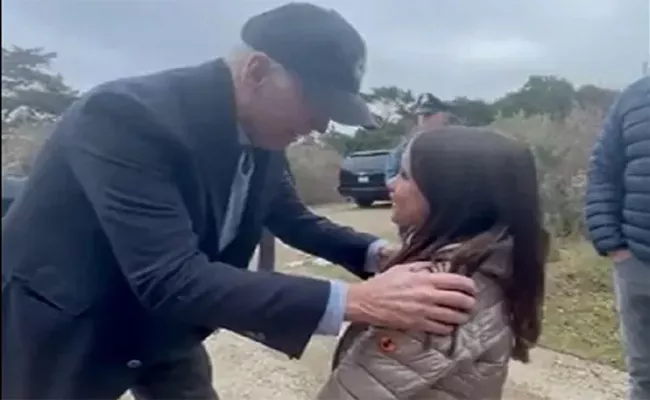 US President Joe Biden Encourages Little Girl With Stutter Gets Hug From Her In Return - Sakshi