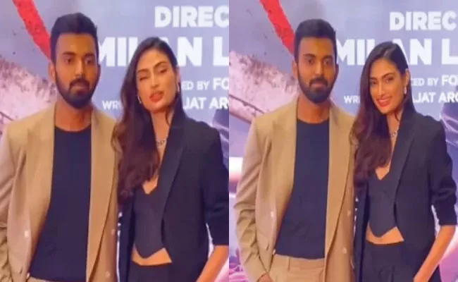 KL Rahul Athiya Shetty First Public Appearance Tadap Premiere Video Viral - Sakshi