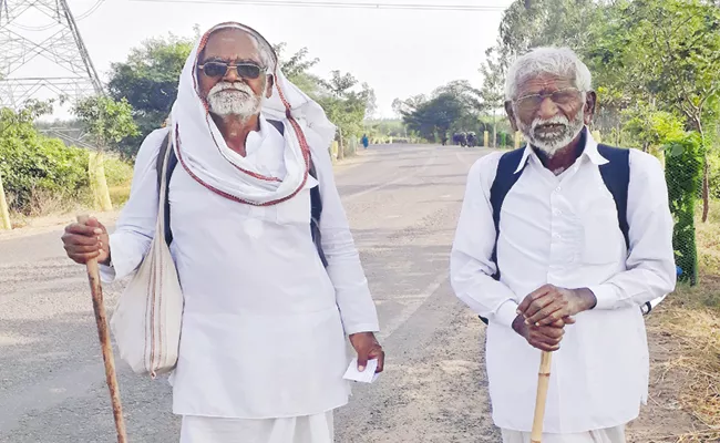 Elders going to Narasapuram to Nashik with Padayatra - Sakshi