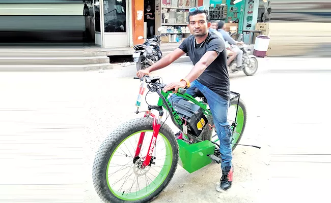 Man Invented New Electric Hybrid Bicycle Anantapur District - Sakshi