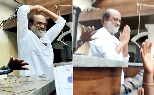 Viral video: Rajinikanth steps Out To Meet Fans On Pongal - Sakshi