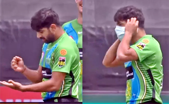 BBL 2021-22:  Haris Rauf Incredible Covid-Safe Wicket Celebration Viral - Sakshi