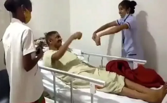 Nurse Danced Cheer Up Paralytic Patient During Physiotherapy Session  - Sakshi