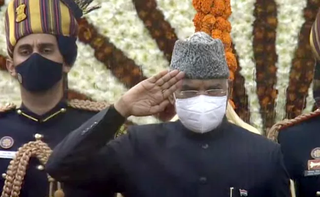 Republic Day 2022: National Flag Unfurled By President Ramnath Kovind At Rajpath - Sakshi