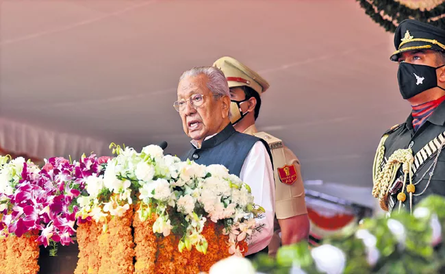 Republic Day celebrations at Indira Gandhi Stadium in Vijayawada - Sakshi