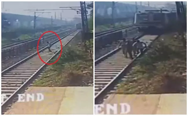 Man Escapes Death by Seconds After train driver Pulls Emergency Brakes Near Mumbai - Sakshi