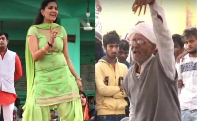 Viral Video: Sapna Choudhary Dances On Stage As Old Man Dances - Sakshi