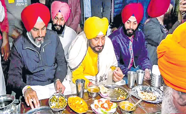 Punjab CM Charanjit Singh Channi With People During Poll Campaign - Sakshi