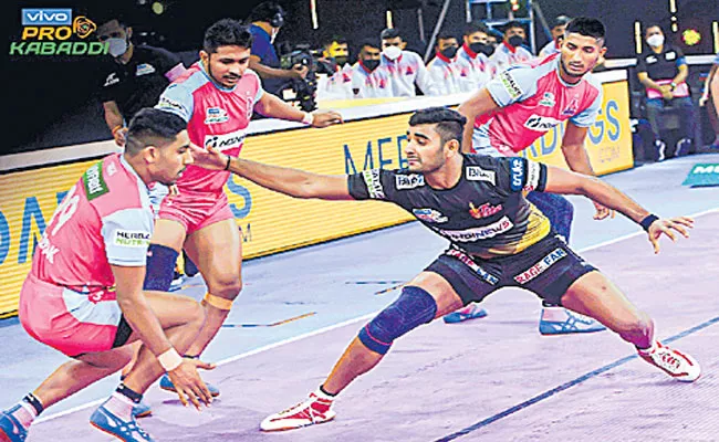  PKL 2022: Jaipur Pink Panthers Beat Telugu Titans - Sakshi