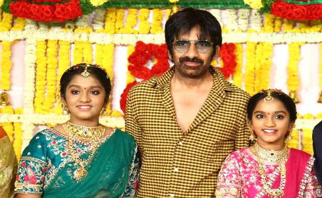 Ravi Teja Attend His Manager Daughters Half Saree Function - Sakshi