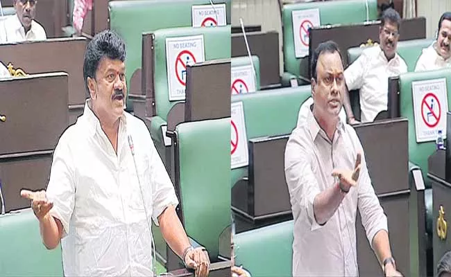 Talasani Srinivas Yadav Vs Komatireddy Rajagopal Reddy In Assembly - Sakshi