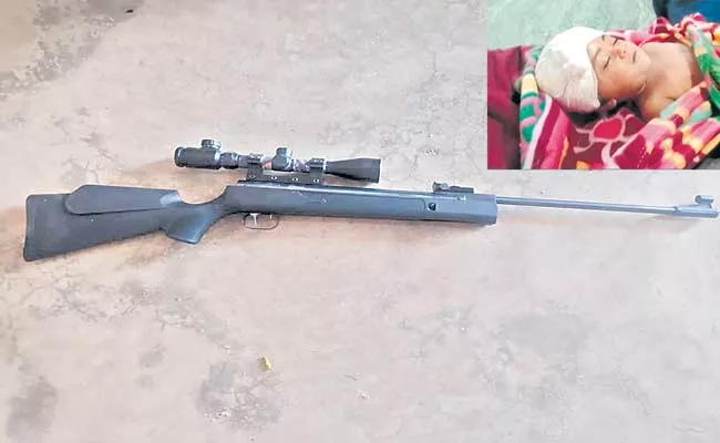 Telangana 4 Years Old Girl Passed Away Accidentally Shooting Self With Air Gun - Sakshi