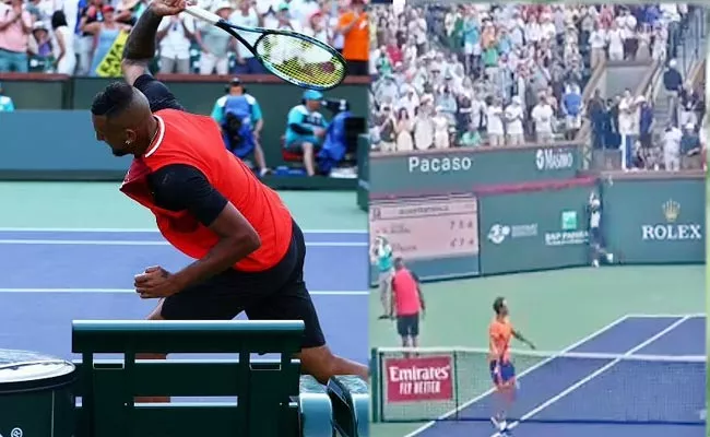 Nick Kyrgios Throws Racket Almost Hit Ball Boy After Loss To Rafal Nadal - Sakshi