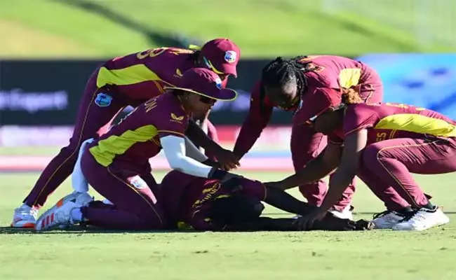 West Indies fast bowler Shamilia Connell Collapses On Field - Sakshi