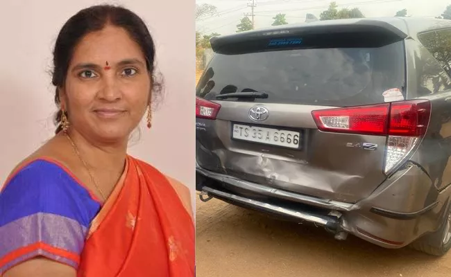 Medak: TRS MLA Padma Devender Reddy Narrowly Missed Accident - Sakshi