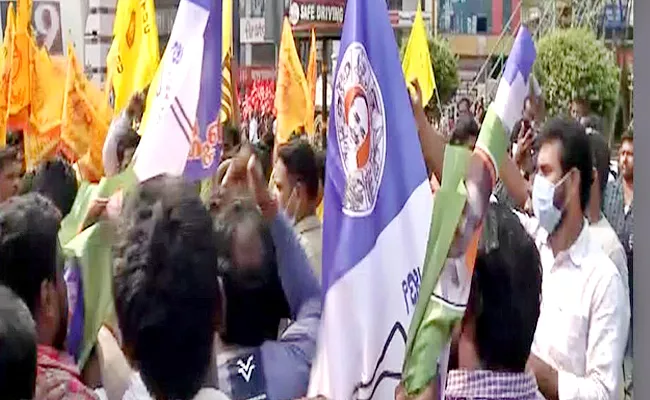 YSRCP Woman Activist Attacked By TDP Amid Vizag Steel Plant Protests - Sakshi