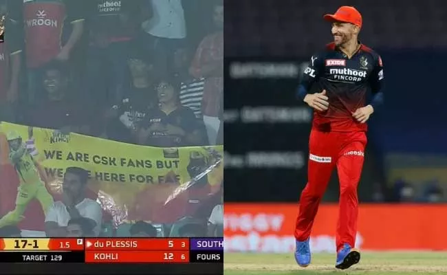 CSK fans come up with  banner for Faf du Plessis in KKR vs RCB game - Sakshi