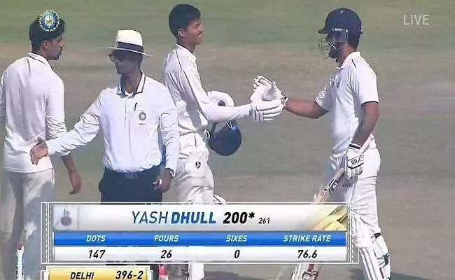 Ranji Trophy 2022: Yash Dhull Scores Double Century Vs Chattisgarh - Sakshi